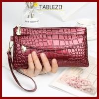 ราคา กระเป๋าสตางค์สุภาพสตรี TABLEZO แบบยาว สีแดง หนังแท้ ซิปคู่ แฟชั่น clutch (48606857635)
