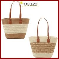 ราคา กระเป๋าสะพายหลังทอ TABLEZO แบบผ้าทอฟางทรงสี่เหลี่ยม พร้อมลายทางและความจุขนาดใหญ่ เหมาะสำหรับชายหาดและการเดินทางวันหยุด (41979572072)