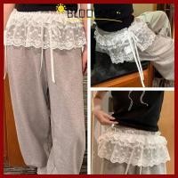 ราคา ลูกไม้มินิกระโปรง BLOOMZO ปักดอกไม้ Lace Up Ruffles แมทช์กับกางเกงยีนส์ได้ (54607440323)