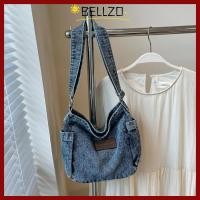 ราคา กระเป๋าถือขวางสำหรับวิทยุสตรี BELLZO หนังยีนส์คลาสสิก ทนทาน สีเรียบ มีพื้นที่เก็บของมาก (49606881376)