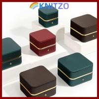 ราคา KNITZO Ring Storage Gold Trim Elegant Square กล่องแหวน กํามะหยี่แบบพกพาภายใน PU หนังเครื่องประดับบรรจุภัณฑ์หมั้น (54706756956)
