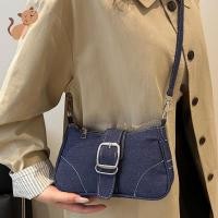 ราคา Denim Canvas กระเป๋าสะพายข้างสายโซ่สตรีอินเทรนด์ Square Stylish Fashion Daily Petite Square bag (48006314395)