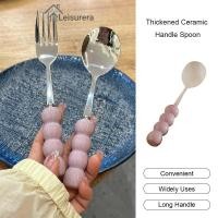 ราคา ช้อนด้ามเซรามิกหนา ช้อนกลมสำหรับใช้บนโต๊ะอาหารในโรงแรมและร้านอาหาร ช้อนสแตนเลส (42106338629)