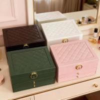 ราคา กล่องเก็บเครื่องประดับ หนัง PUคุณภาพสูง พร้อมตัวล็อคกุญแจ กล่องใส่เครื่องประดับ 3 ชั้น jewelry box ความจุขนาดใหญ่ (43529211844)