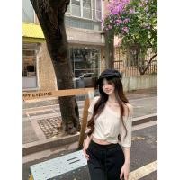 ราคา BANKO สไตล์เกาหลีฤดูร้อนสำหรับผู้หญิง ทรงกระชับ สีขาวยกบ่าสั้น (56108340884)