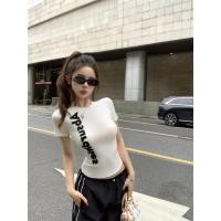 ราคา BANKO เสื้อยืดแขนสั้นสไตล์อเมริกาสำหรับผู้หญิง ฟิตเรียว มีอักษรสีขาวปักที่รอบคอก (47257826087)