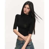 ราคา BANKO กระโปรงกลางคางทรงใหม่สำหรับฤดูร้อน ดีไซน์ซิมฟิต ลายละเอียดเน้นความเรียวของเอว กึ่งคอสูงสีดำ (46607864780)
