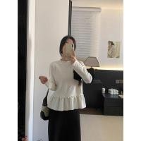 ราคา BANKO เสื้อยืดแขนยาวสไตล์เกาหลี สำหรับฤดูใบไม้ร่วง ลายจุด ครึ่งคอกลม (40577304922)