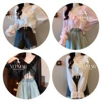 ราคา เสื้อคลุมแขนยาวงานชีฟองบาง ดีเทลเชือกผูกโบว์ด้านหน้า แนวสาวเกาหลี ชายแต่งระบาย ผ้าดีใส่สบาย น่ารักมาก (44426164697)