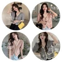 ราคา พร้อมส่ง เสื้อไหมพรมคาร์ดิแกนเสื้อคลุมแขนยาวถักลายสก๊อต Clothing Women (41975304275)