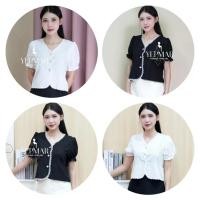 ราคา เสื้อคลุมแขนสั้นคอวีติดกระดุม แขนแต่งปล่อยระบาย ดีเทลกระดุมมุข น่ารักๆ ขอบแต่งลูกไม้ เนื้อผ้าชีฟอง ใส่สบาย (43426185354)