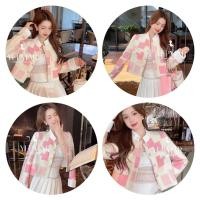 ราคา เสื้อแขนยาวคาร์ดิแกนงานผ้าทวิตแต่งคอจีนสีพาสเทล กระดุมดอกไม้มีซับในสไตล์เกาหลี Women Clothing (40425304666)