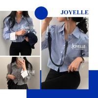 ราคา พร้อมส่ง เสื้อเบลาส์ เสื้อเชิ้ตสีน้ำเงิน แขนยาวลายทางแฟชั่นสุดชิค คอวี ย้อนยุค สไตล์เกาหลีหลวม Lady Clothing (40225317977)