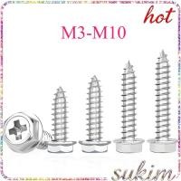 ราคา สกรู เกลียวปล่อย หัวหกเหลี่ยมติดแหวน ติดจานพื้นหยาบ แฉก น็อต สแตนเลส304 M3 M4 M5 M6 M8 M10 SUKIM 1 (46805973532)