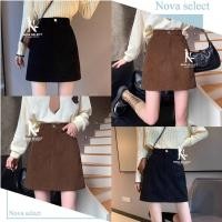 ราคา พร้อมส่ง กระโปรงสั้น ทรงเอ ผ้าลูกฟูก มีซับใน แฟชั่นสไตล์ มินิมอล Clothing Women (50551730707)