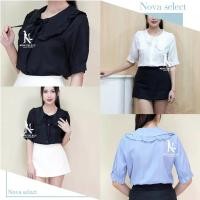 ราคา เสื้อแขนสั้น คอบัว เนื้อผ้าชีฟอง รุ่นติดกระดุม ดีเทลมีเชือกผูกโบว์ด้านหน้า น่ารักมาก มีซับใน ทรงสวยโซคิ้ว สำหรับสาวหวาน (53750839242)