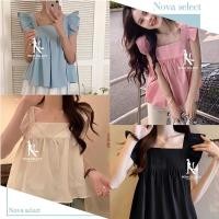 ราคา Kaekai พร้อมส่ง เสื้อแขนกุด คอเหลี่ยม ทรงแขนระบาย ดีเทลสม็อคหลังแต่งผูกโบว์ น่ารักมาก แฟชั่นสาวสไตล์เกาหลี (55850839295)