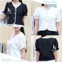 ราคา เสื้อคลุมแขนสั้นคอวีติดกระดุม แขนแต่งปล่อยระบาย ดีเทลกระดุมมุข น่ารักๆ ขอบแต่งลูกไม้ เนื้อผ้าชีฟอง ใส่สบาย (48100859211)