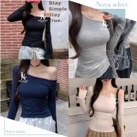 ราคา พร้อมส่ง เสื้อปาดไหล่ แขนยาว เอวสม็อค 1 ข้าง ทรงสวย แนวเกาหลี ผ้าเรยอน ยืดได้เยอะมาก สาวอวบอ้วนใส่ได้ (28791353461)