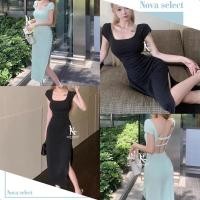 ราคา พร้อมส่ง เดรสยาว แขนสั้น ดีไซน์โชว์หลัง แต่งแหวกข้าง ใส่แล้วดูแพงมาก ผ้าเรยอน ยืดๆ ทรงสวย เข้ารูป น่ารักสุดๆ (24295859748)