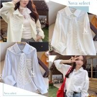ราคา พร้อมส่ง เสื้อเชิ้ต แขนยาว สไตล์เกาหลี ผ้าคอตตอนบางๆ กระเป๋าหน้าดีไซน์แต่งปักตัวอักษร มีผ้าผูกคอลายลูกไม้ (42411452751)