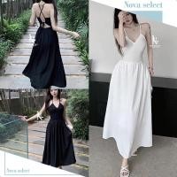 ราคา พร้อมส่ง ชุดเดรส คอวี แฟชั่นสำหรับสตรี สีพึ้นทรงสวยเรียบง่าย สายเดี่ยวสายไขว้หลัง ไม่มีฟองน้ำ แฟชั่นเกาหลี (42461113191)