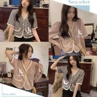 ราคา พร้อมส่ง เสื้อไหมพรมคาร์ดิแกนเสื้อคลุมแขนยาวถักลายสก๊อต Clothing Women (40211580948)