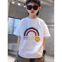 ราคา จัดส่งตลอด 24 ชั่วโมง Kids T shopเสื้อยืดแขนสั้นแบบสบาย ๆ ผ้าฝ้ายพิมพ์ลายสายรุ้งทรัมเป็ตฤดูร้อนเด็กผู้ชาย (27910085047)