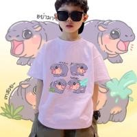 ราคา จัดส่งตลอด 24 ชั่วโมง เสื้อยืดเด็กหมูเด้ง Moodeng hippo เสื้อลายฮิปโปน่ารัก ฮิปโป แคระ หมู เด้ง Kids T (28013865832)
