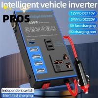 ราคา PROS อินเวอร์เตอร์ในรถยนต์ อะแดปเตอร์ไฟ 1500W กําลังสูง มัลติฟังก์ชั่น DC 12V 24V เป็น AC 220V อินเวอร์เตอร์เครื่องชาร์จยานยนต์สากล (46260030164)