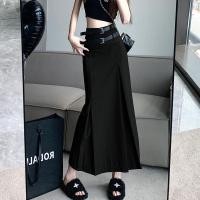 ราคา XL เกาหลีไซส์ใหญ่ สีเทา ดำ เอวสูง สีทึบ เข้ารูปพอดีตัว สูทเข้ารูปตัวยาว กระโปรงจับจีบทรงเอ (24953565421)