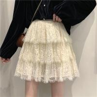 ราคา พร้อมส่ง เอวยางยืด สไตล์เกาหลีขอบลูกไม้สีขาว ดำกระโปรงทรงเอเอวสูงกระชับสัดส่วนอเนกประสงค์ (24708979702)