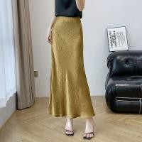 ราคา XL ขนาดใหญ่ ทองอะซิเตท ซาตินความยาวพื้นฤดูร้อนสีเหลืองผ้าม่านเอวสูงกระโปรงสะโพก หางปลา (24501203957)