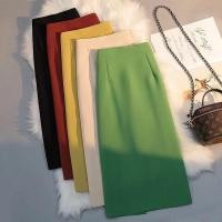 ราคา S 2XL กระโปรงสีเขียว ยาวถึงเข่า กระโปรงผ่า เอวสูง ผู้หญิง กระเป๋าทรงเอ กระโปรงสะโพก (23913024574)