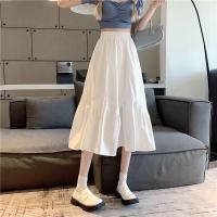ราคา XL ขนาดใหญ่สีขาว สีดำเอวยางยืดเรียบง่ายสไตล์ preppy ส่วนยาวขนาดเล็กเฉพาะกระโปรงทรงเอเอวสูง (22677262226)