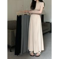 ราคา S XL วัสดุอ่อน เกาหลีขนาดบวกสีดำ แอปริคอท สีเทากระโปรงยาวเอวสูงสลิมเอวยางยืดเข้าได้หลายชุดกระโปรงทรงเอ (21789462076)