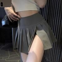 ราคา XS XL เวอร์ชั่นเกาหลีไซส์ใหญ่ประกบลำลองกีฬากระชับสัดส่วนสีเทา สีขาวเอวสูงเซ็กซี่กระโปรงพลีทกระโปรงทรงเอมีซับใน (20181077088)