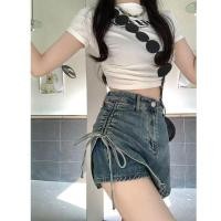 ราคา S XL เวอร์ชั่นเกาหลี ไซส์ใหญ่ สีน้ำเงินเข้ม เซ็กซี่ เอวสูง ย้อนยุคอิน กระโปรงยีนส์ กางเกงขาสั้นฤดูร้อน กระโปรง (23846009606)