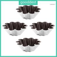 ราคา GOO 4 ชิ้นแม่พิมพ์ทาร์ตไข่พายขนาดเล็กทาร์ตlets แม่พิมพ์ขนมอลูมิเนียมกระทะทาร์ตขนาดเล็กคัพเค้กขนาดเล็กแม่พิมพ์เบเกอรี่ถ้วย (56556572756)