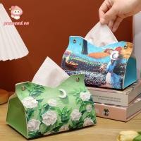 ราคา ที่ใส่กล่องกระดาษทิชชู PWSSEND ภาพวาดสีน้ํามันภาชนะผ้าเช็ดปากที่ทนทาน กระดาษทิชชู่กระดาษหนัง PU ตกแต่งวินเทจห้องนอน (50657416828)