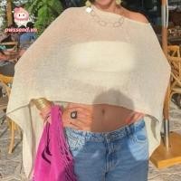ราคา PWSSEND โครเชต์ Poncho เสื้อกันหนาว Sheer Drop ไหล่ Beach Cover Up ฤดูร้อนไม่สม่ําเสมอ Multi wear Halter ผ้าคลุมไหล่วันหยุดชุด (42079365947)