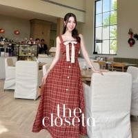 ราคา THE CLOSETA พร้อมส่ง LB366 เซ็ต2ชิ้นเสื้อครอปแต่งโบว์ กระโปรงยาวลายสก็อต (26470924689)