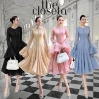 ราคา THE CLOSETA LB549 รุ่นกระโปรงยาว เดรสแขนยาวแต่งระบายช่วงแขนและชายกระโปรงแต่งจับจีบฟู (41312361556)