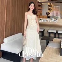 ราคา THE CLOSETA พร้อมส่ง LV202 ชุดเซ็ทเสื้อสายเดี่ยวกระดุมหน้ากระโปรงหางปลาผ้าลูกไม้โทนสีขาวออฟไวท์ (27626803040)