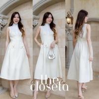 ราคา THE CLOSETA CM8 ชุดเซ็ท2ชิ้น เสื้อขาวคอปีนระบาย เอี๊ยมกระโปรงยาวสีครีม (26413760613)