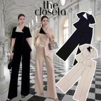 ราคา THE CLOSETA LV302 ชุดเซ็ทเสื้อแขนสั้นตัดปกสีขาว พร้อมกางเกงขายาว (28793446010)