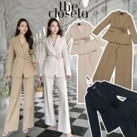 ราคา THE CLOSETA LV292 เซ็ทเสื้อสูททรงสวย มาพร้อมกางเกงขายาว และสายคาดเอวดอกไม้ (42369207968)