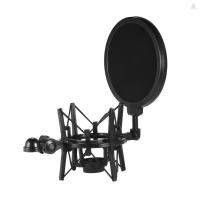 ราคา Univerdal พลาสติกคอนเดนเซอร์ไมโครโฟน Mic Shock Mount Holder Bracket Anti vibration พร้อม Pop Filter สําหรับ On line Broadcasting Studio Music Recording (29480467227)