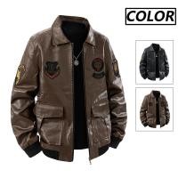ราคา 2026 สินค้าใหม่ American Retro PU แจ็คเก็ตหนังผู้ชายสบายๆอินเทรนด์เสื้อแจ็คเก็ต (56856602917)