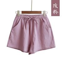 ราคา เอวสูง ผอมลง ดูผ้าฝ้ายผ้าลินินขนาดบวกกางเกงขาสั้นฤดูร้อนหลวมระบายอากาศ (55410078720)